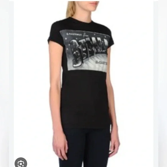 NWOT COTTON SILK Stella McCartney Greetings black tee grunge T-shirt 44 8 10 M - Picture 2 of 10